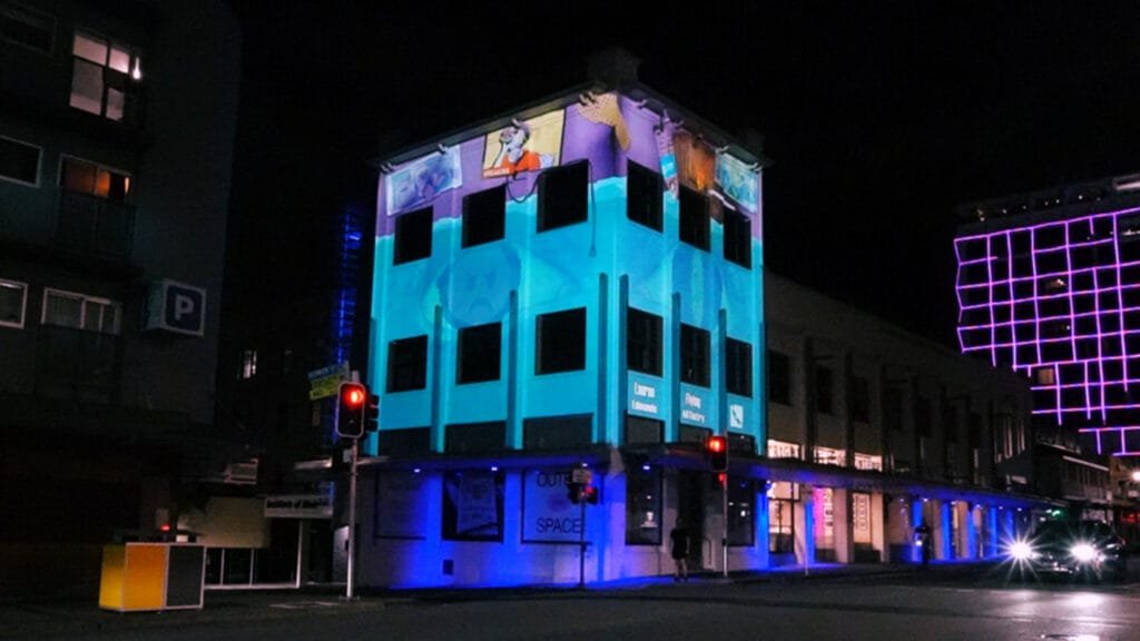 Rising Rises (2024) projection art by Lauren Edmonds