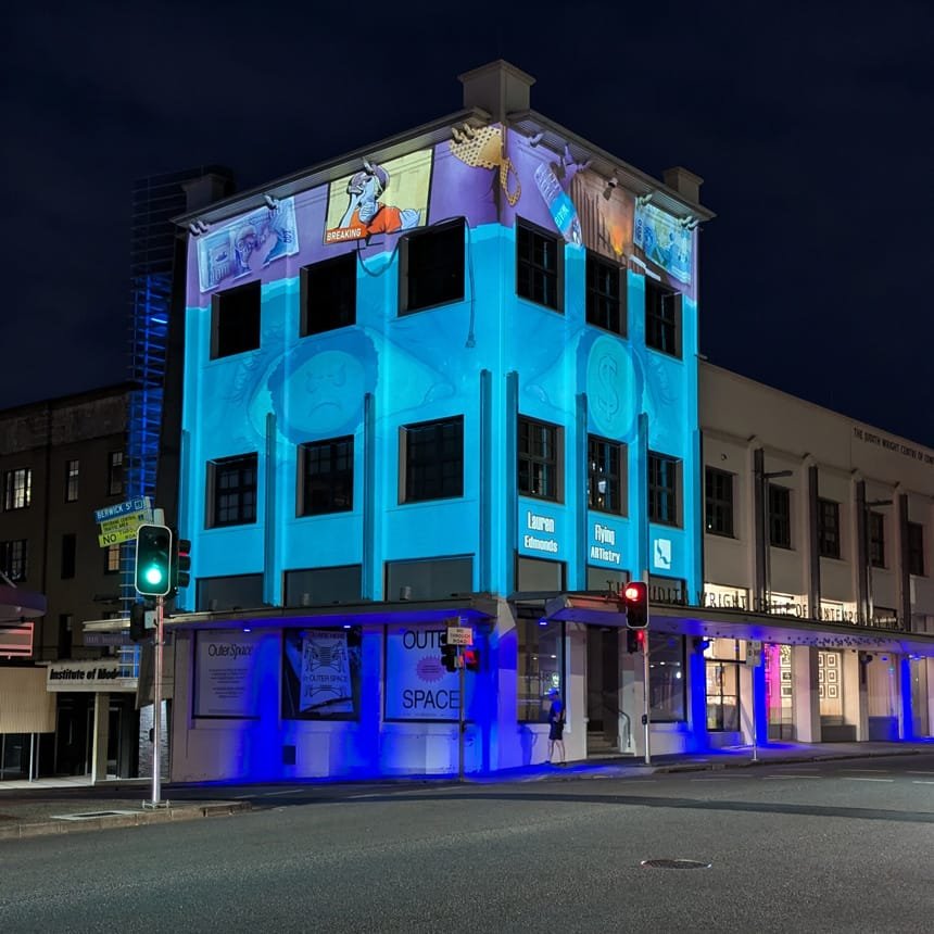 Rising Rises (2024) projection art by Lauren Edmonds